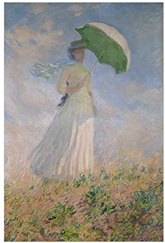 JUNIWORDS Poster, Claude Monet, Frau mit Sonnenschirm, nach rechts gewendet, Susanne Hoschedé, 30 x 19 cm (3000325)