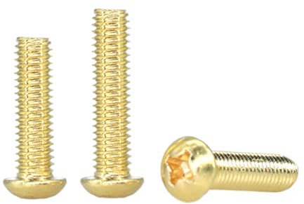 MACHSWON 10 Uds. M5 Latón Cruz Cabeza Redonda Tornillo M5* 12mm Latón Tornillo Roscado Tornillos Cruz Cabeza Tornillo de Cobre