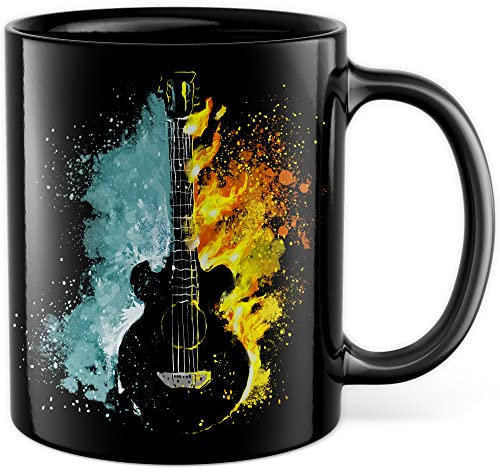 Tasse de guitare cadeau cadeau guitare - Idée cadeau - Guitare - Tasse à café - Tasse à café - Guitariste - Tasse à thé - Musicien - Instrument - Guitare acoustique - Guitare électrique - Noir