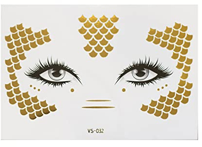 2 x Gesichttattoo gold - Schuppen und Linien - Temporary Body Tattoo - VS032 (2)