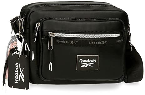 Reebok Tina Umhängetasche Zwei Fächer Schwarz 25x18x7 cm Kunstleder