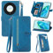 MOJIA Coque Porte Monnaie pour Honor Magic5 Lite 5G (Magic 5 Lite) / X9a, Etui Portefeuille en Cuir PU avec Cover en TPU, Etui Multifonctionnel Porte-Cartes avec Dragonne. Bleu