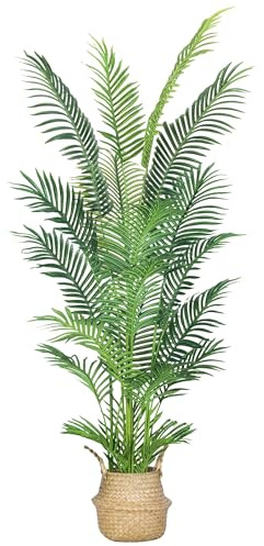 HAIHONG 6FT Artificial Palm Tree,Faux Areca Palm Plant with Real Touch Leaves and Adjustable Branches,Fake Tropical Palm Tree for Home Office Indoor Outdoor Modern Decoration