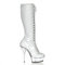 Omeslike 15CM High Heels für Damen, durchsichtige Plateaustiefel, mittelhohe Kniehohe Damenstiefel, Modenschau-Bühnenparty-Modelle Pole Dance-Schuhe,Weiß,45