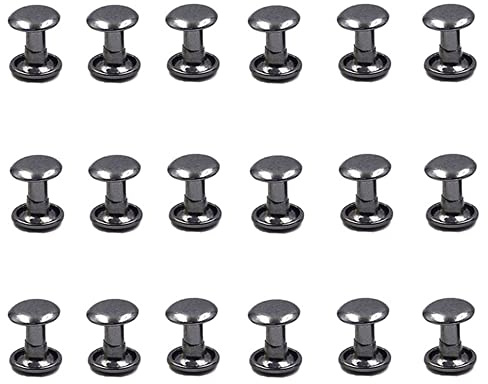 100 Sets Metall Double Cap Nieten Stud Runde Nagelniete,Gunblack,6x8mm