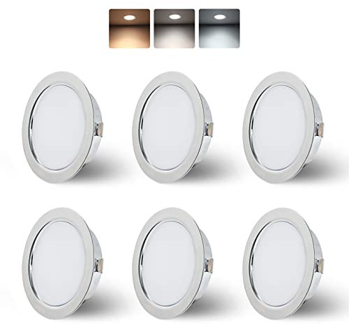 KYOTECH Faretti LED da incasso per mobili 230V 4W G4 300LM,3000K Caldo 4000K Neutro 6000K Freddo faretto da incasso, in acciaio inox spazzolato, al posto delle lampade ad alogene cromo Set di 6