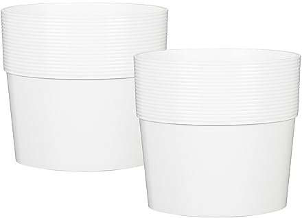 scheurich 2X Groove 6,7 Pflanzgefäß Blumentopf Pflanzkübel rund Farbe Bianco aus recyceltem Kunststoff 8 Jahre Garantie für den Innenbereich