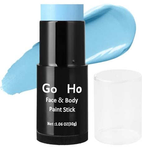 Go Ho Cream Sky Blue Blendable Stick(1.06 OZ),Light Blue Face Body Paint Stick Oil Professional Face Foundation for Halloween SFX Makeup