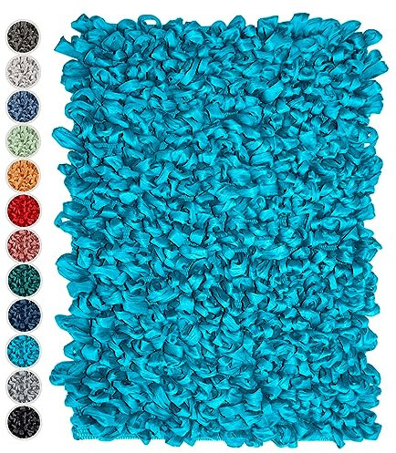 Lashuma Premium Duschvorleger Pazifik Blau, Badezimmerteppich waschbar 50x70 cm