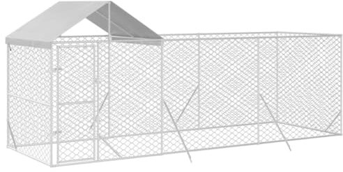 vidaXL Outdoor-Hundezwinger mit Dach Silber 6x2x2,5 m Verzinkter Stahl