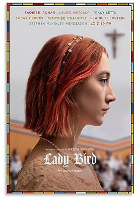 Lady Bird Filmposter Saoirse Ronan, Leinwand-Poster, dekoratives Gemälde, Leinwand-Wandposter und Kunstdruck, modernes Familienschlafzimmer-Dekor-Poster, 20 x 30 cm