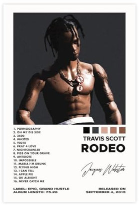 BSapp Travis Scott 'Rodeo' Album Cover Poster 3 Leinwand Poster Wandkunst Dekor Druck Bild Gemälde für Wohnzimmer Schlafzimmer Dekoration 30 x 45 cm