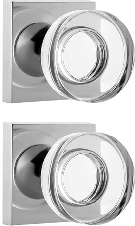 coolnews Glas-Türknäufe für den Innenbereich, einseitig, Kristall, für Schrank/Flur, poliertes Chrom, 2 Stück