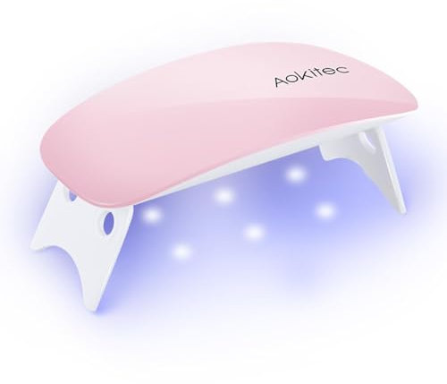 Aokitec Mini UV LED Nagellampe UV Lampe für Gelnägel Tragbarer Nageltrockner für alle Gelnagellacke, Aushärtungswerkzeug in Mausform Kompakt Leicht mit USB Kabel (Rosa)