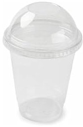 Vasos para batidos con tapas de cúpula sin agujero de 350 ml (paquete de 50) transparentes, perfectos para batidos, jugos, batidos, bebidas frías y gruesas (350ML Tapa sin Agujero)