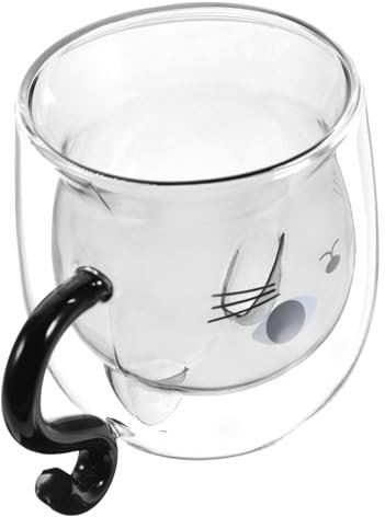 Zerodeko Gato Negro Taza De Doble Pared De Vidrio o Café Taza Aislada Para Leche Para Beber