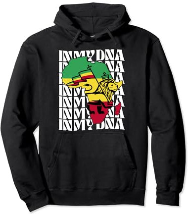 Africa In My DNA Love Africa Map Lion Of Judah Rasta Colors Pullover Hoodie