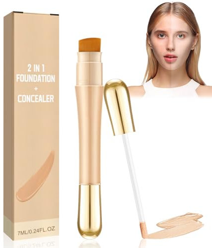 Copri Occhiaie Correttore, 2 in 1 Correttore Viso Idratante Liquido, Correttore Occhiaie Scure con Pennello, Illuminante e Idratante a Lunga Durata, Coprenza Perfetta e Copertura Delle Occhiaie