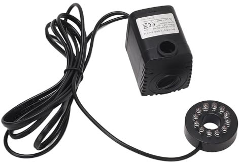 Springbrunnenpumpe mit Licht, Wasserpumpe für Springbrunnen, 8 W, 600 LPH, IP68, Kleine Springbrunnenpumpe, Extrem Leise Springbrunnen-Wasserpumpe mit Buntem LED-Licht für