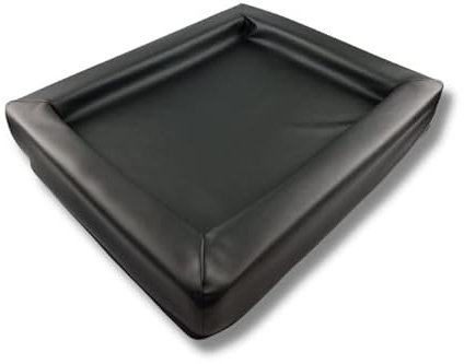 Loungebett Hundebett L - 100 x 80 cm - Lederoptik Schwarz - Hundekorb Komfort Hundekissen