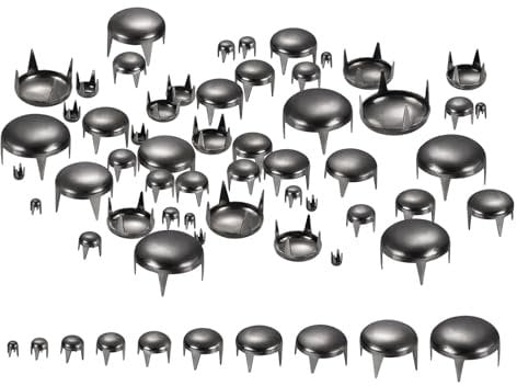 sourcing map 200Pcs Black Round Dome Rivets, 10 Sizes Brass Spike Studs Spots Punk Rock Nailheads Claw Beads Assorted Kit for DIY Clothes Belt Bag Shoes Bracelet Leather Craft