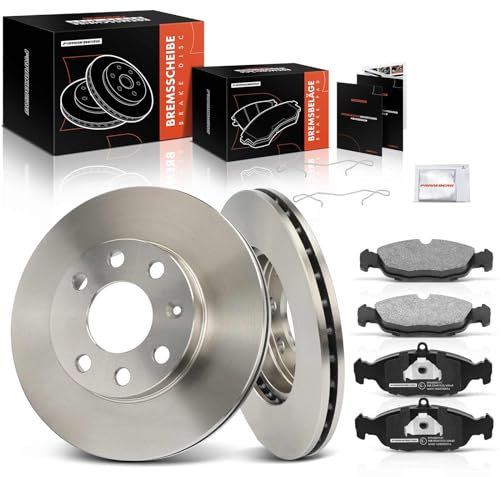 Frankberg 2x Bremsscheiben + 4x Bremsbeläge mit Bremsenschmiermittel Vorderachse Kompatibel mit Lanos KLAT 1997-2024 Astra F T92 1992-1998 Tigra 95 1994-2000 Replace# 24012001151