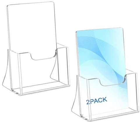 Prospekthalter, A5, transparent, 2 Stück, Acryl, freistehend, Aufsteller für Theke, Büro, Restaurant, Empfang