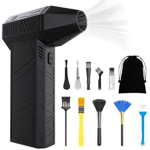 Soplador de polvo eléctrico, pulverizador de aire comprimido, 3 marchas, 130000 rpm, cepillo de limpieza y carga rápida USB para ordenador portátil, PC, equipo de oficina, sofá