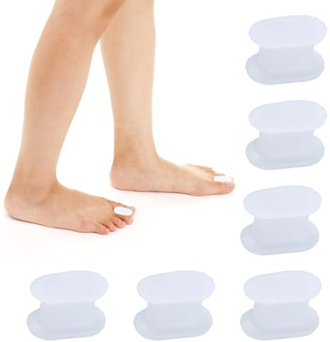 6 Stück Zehenabstandshalter Silikon, Toe Spacers Separatoren, Silikon Zehentrenner, Korrektur Zehen Abstandhalter, Gel Zehenspreizer Hallux Valgus Korrektur Set für Große Zehen