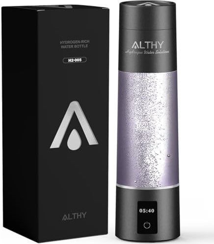 ALTHY Performance Nanobubbles Hydrogen Water Bottle Generator - SPE&PEM Dual Chamber Technology - Certified H2 Concentration - Battery&Time Display