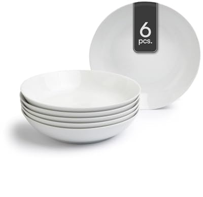 Home4You Suppenteller 6er Set Tiefteller Salatteller - Porzellan - Weiß - Ø 20 cm
