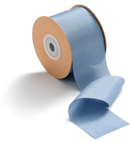MORSUNBELA Geschenkband Blau Breit Hochzeit Schleifenband Blau Grau Seidenband 5 cm x 23 m Dekoband Dusty Blue
