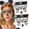 2 Stück Face Art Aticker, Temporäre Gesichtstattoo Karneval, Glitzer Gesicht Aufkleber, Glitzer Tattoo Gesicht Karneval, Temporäre Tattoos Gesicht für Karneval Fasching Tierkostüm Motto Partys (E)