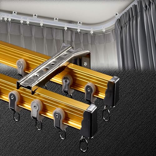 Flexible Gardinenstange, biegbar, gebogen, doppelläufig, Gold, 3,0 m