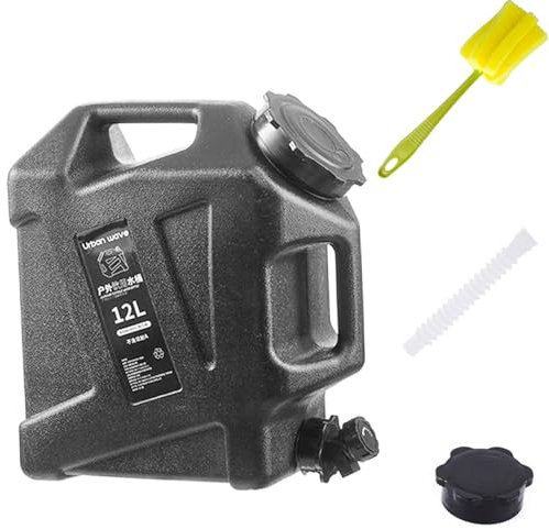 Orrdiffi Bidon D'eau avec Robinet et Couvercle à Visser 12 L sans BPA,Bidon eau avec Robinet,Réservoirs D'eau de Camping et Randonnée avec Poignée pour Voyage,L'extérieur,Camping,Barbecue(Noir)