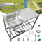 Bliajkswyr Set di Lavandino in Acciaio Inox 304 Mobile lavello Esterno Rimovibile Indipendente Lavelli Commerciale 1 Vasca Lavello a Una Vasca in Acciaio Inox Lavabo da Giardino da Campeggio Terrazza