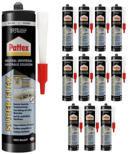 Neutral Silikon für Innen und Außen Weiß- Dichtstoff für Fassaden und Fensteranwendungen - Für Bad und Küche- Schimmelressistent- hohe Wasser- und UV Beständigkeit- Flexibel und langlebig (12 x 280ml)