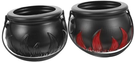 Zerodeko 1set Witch Jar Candy Kettle Halloween Witch Bucket Witch Bowl Cauldron Horror Witch Hands Snack Bowl Stand Witch Kettle Halloween Decorations Candy Holder Stuffer Nut Black 2pcs