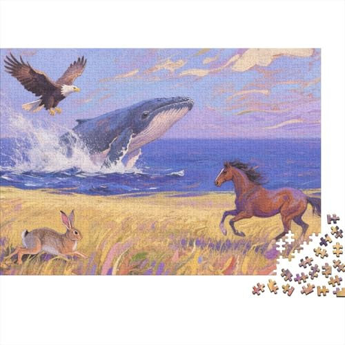 Tiere Puzzle 1000 Teile Massiger Wal springt aus Wasser, Für Kinder Classic Lernspiel Holzpuzzles Unique Gift 1000pcs (75x50cm)