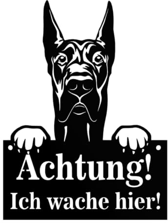 Anwicar Vorsicht Hund Schild - Warnschild aus Stahl 1,5 mm - Wetterfestes Hundeschild für Außen - Achtung Hund Türschild - Hunde Schilder Gartenzaun - Dobermann - Schwarz