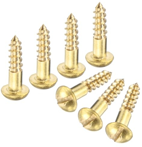 M METERXITY 50-Pack Wood Screws, M2.5 x 11mm Brass Slotted Round Head Self-Tapping Screw Indoor Fasteners for Woodworking/Furniture Repair/Industry/Gardening/DIY Crafts Decorative Screws