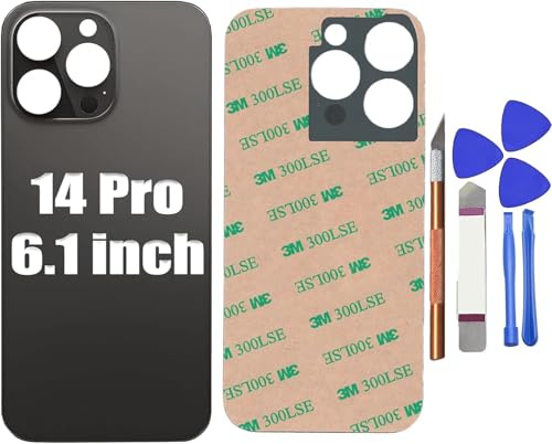 Peixiong 14 Pro Rückseite Glas Ersatz  für iPhone 14 Pro，Space Black | Kratz‑ und abriebfest, präzise löcher, fester sitz, komplettes reparatur‑werkzeug‑kit im lieferumfang, umfangreiches zubehör