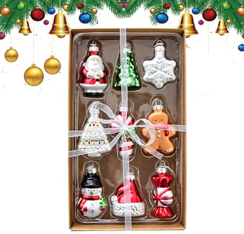 Weihnachtsbaum Anhänger Deko | Weihnachtsdekoration Glas Santa Schmuck | 9 Stück Winterdekoration für Wohnzimmer Balkon Schlafzimmer Wand - Für Fensterbank Restaurant Schlafzimmer Wohnzimmer