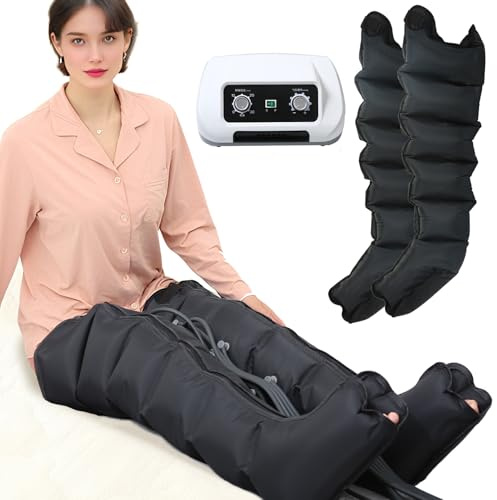 Lymphdrainage Gerät Beine Bei Lipödem Lymphdrainage Gerät Wasser Beine 6 Luftkammern Beinmassagegerät mit Luftkompression Venen Massagegerät Beins Massagegerät (Black(2legs), XXL(70CM))