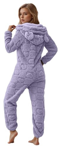 LKRSEEF Pilou Femme Piloupilou Pyjama Chaud Et Doux Combinaison Surpyjama Polaire Ensembles De Grenouillère Adulte Pilou-Pilou Pijamas Coton