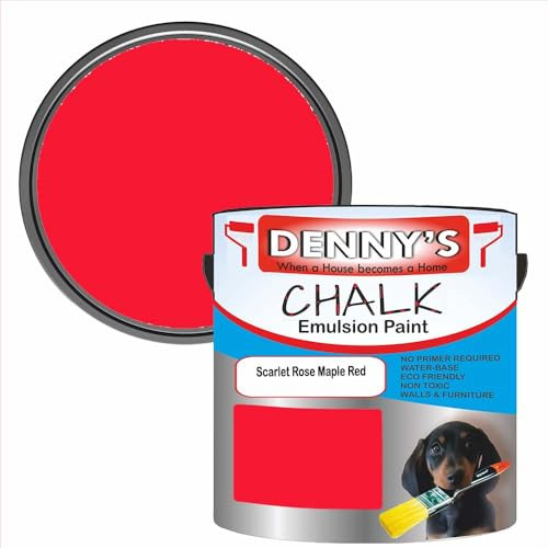 Premium Interior Wall & Furniture Chalk Paint – Scarlet Rose Maple Red – Rich Matt Finish, Durable & Washable, Low Odour, Ideal for Living Rooms, Bedrooms & Hallways (250ML Tin)