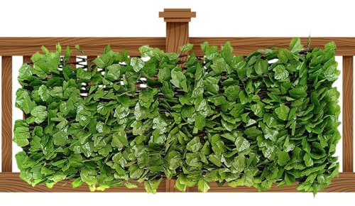 Clôture d'intimité en Lierre Artificiel – Tissu de Soie en Bois Extensible 40 x 20 cm | Rouleau de haie décorative | Clôture d'intimité pour terrasse, Toile de pour Balcon, Jardin, Cour