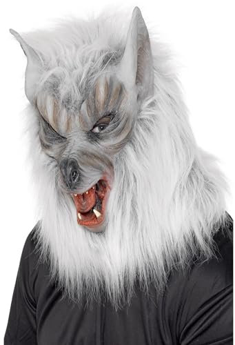 Smiffys Masque de loup, Argent, Couvrant la tête, latex
