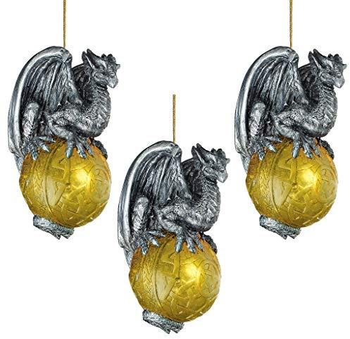 Christbaumschmuck - Schutz der gotischen Portal Celtic Dragon-Feiertags-Verzierung: Set von drei - Drachen-Statue