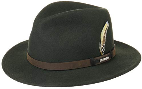 Stetson Sardis VitaFelt Traveller Hut Damen/Herren - Wollfilzhut wasserabweisend - Filzhut Made in USA - Regenhut aus Wollfilz - VitaFelt-Hut Packable - Jägerhut Sommer/Winter grün L (58-59 cm)